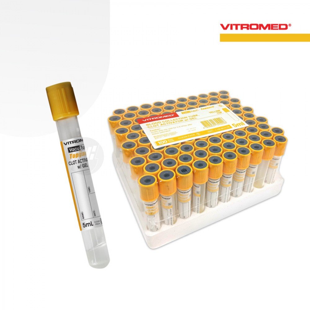 Vitromed Blood Collection Tube, Clot Activator w/ Gel, 5ml (100s)