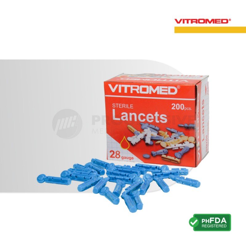 Vitromed Blood Lancet G28 Light Blue (sold by box of 200s)