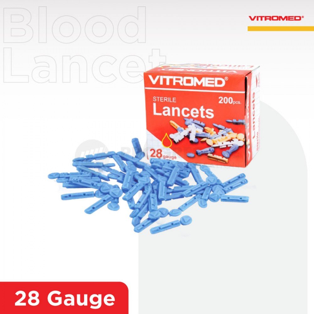 Vitromed Blood Lancet G28 (Light Blue) 200's