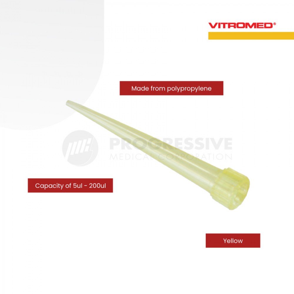 Vitromed Pipette Tip Yellow, 200ul, 1000's Vitromed Pipette Tip Yellow, 200ul, 1000's