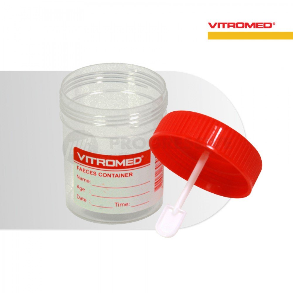 Vitromed Stool Cont 60ml w/ scrw cap/spn