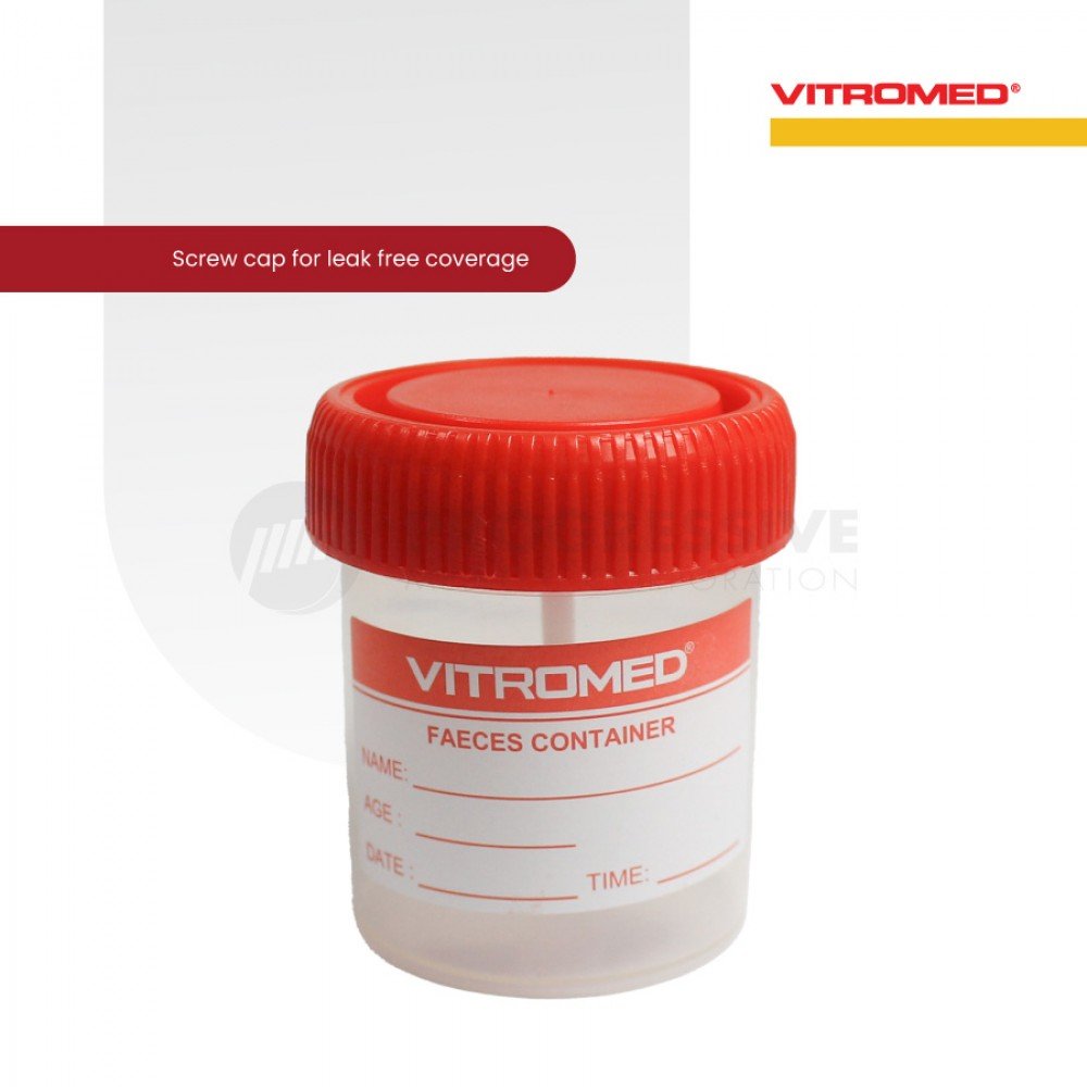 Vitromed Stool Cont 60ml w/ scrw cap/spn