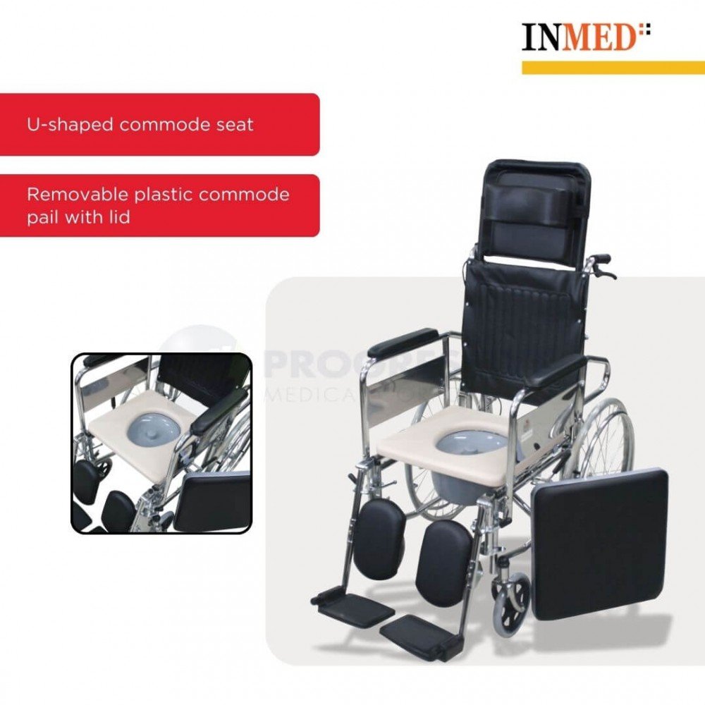 Inmed Wheelchair Reclining High Back with Commode