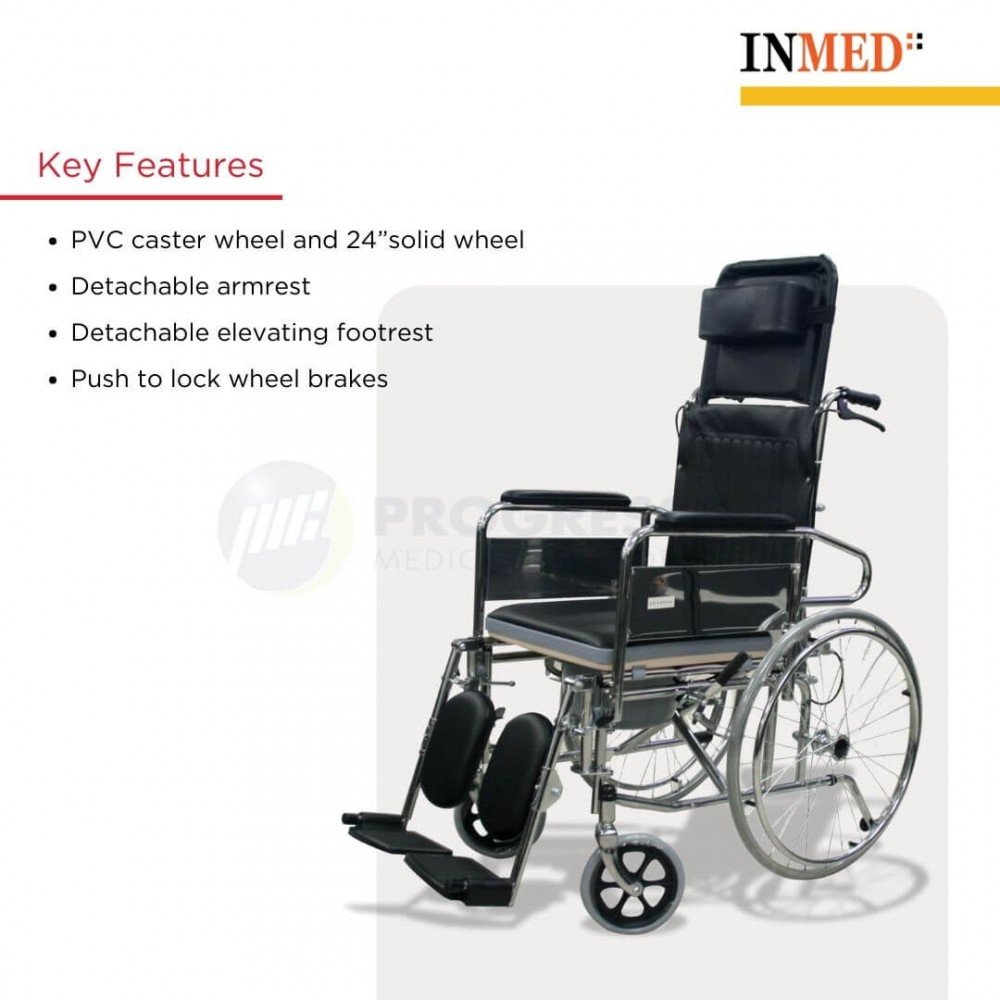 Inmed Wheelchair Reclining High Back with Commode